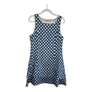 Island Company Mermaid Dress Womens Large Blue Polka Dot Tiered Lined Summer